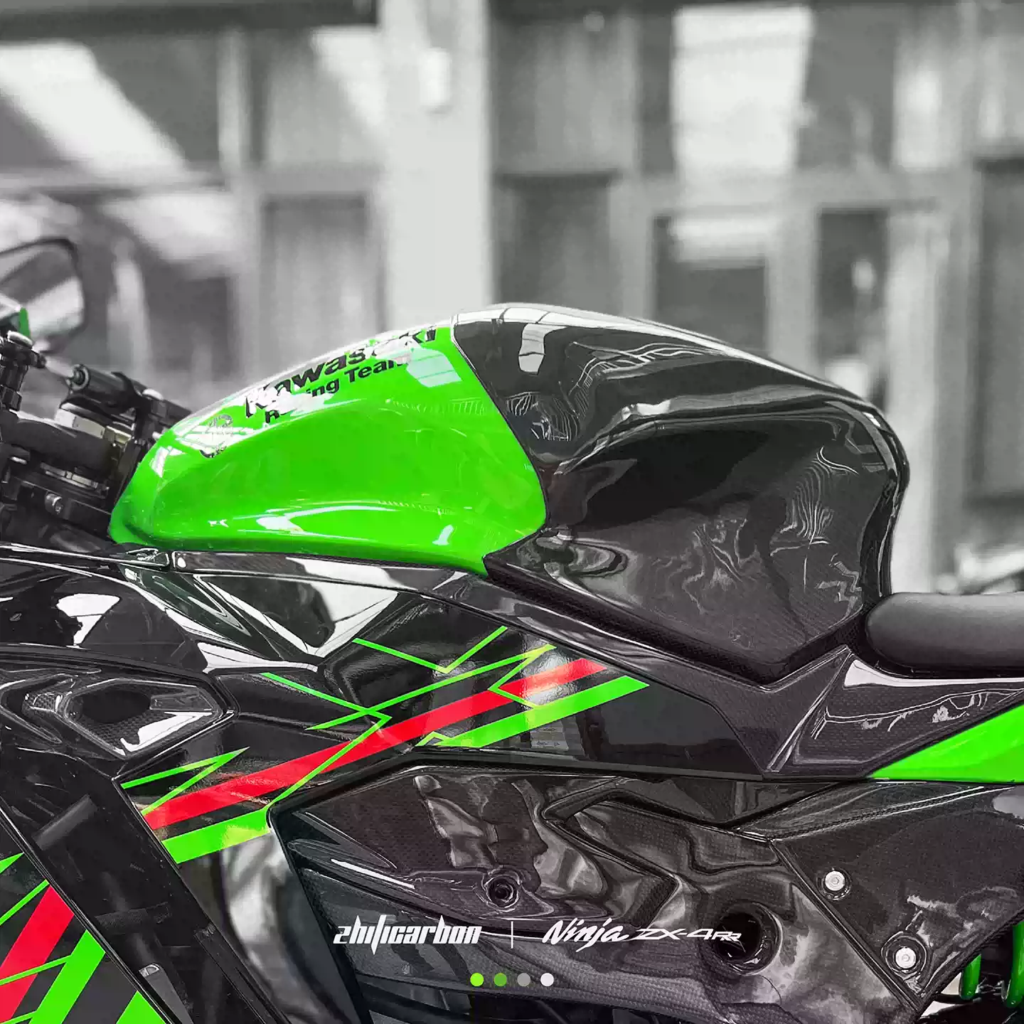 ZX4R 3K真碳纖維油箱蓋競技加高外殼川崎改裝亮光碳紋油箱罩-Taobao-Tmall