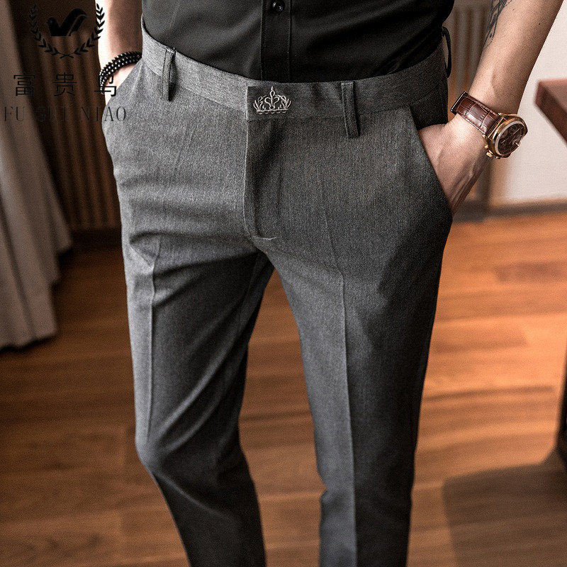 Rich Expensive Bird Pendant Sensant Pants Man Straight Drum 90% Repairs Small Foot Casual Pants Korean Version Trend Handsome ENG REN 90% PANTS