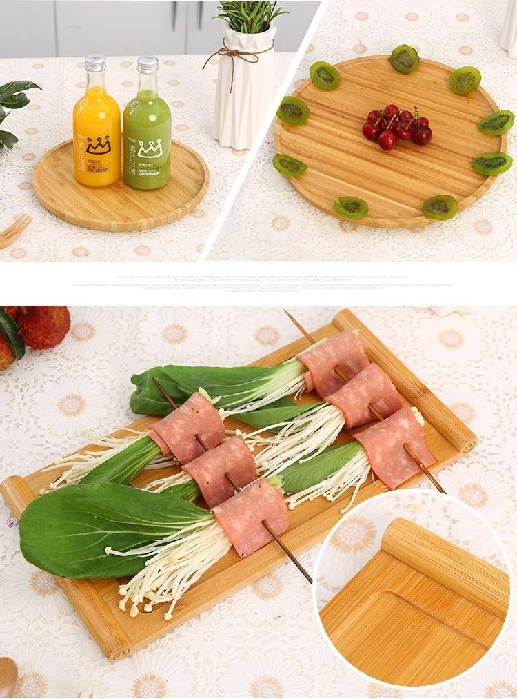 Hình chữ nhật khay gỗ khay khay sáng tạo châu Âu Nhật Bản và Hàn Quốc tấm gỗ lớn bằng gỗ tre khay tròn - Tấm đũa gỗ mun