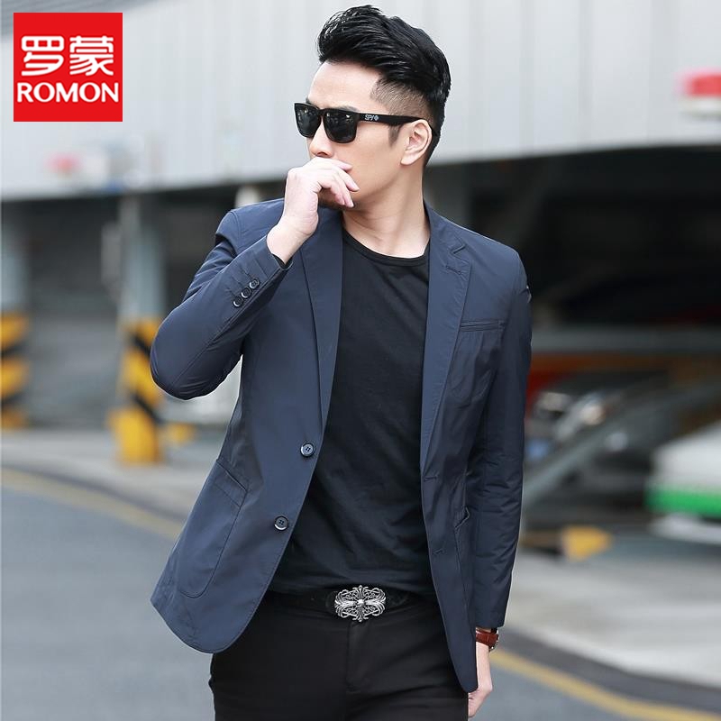 Romon 2026 Summer Thin Casual Suit for Men Slim Fit Single Suit Jacket Korean Style Youth Small Suit Jacket Trendy