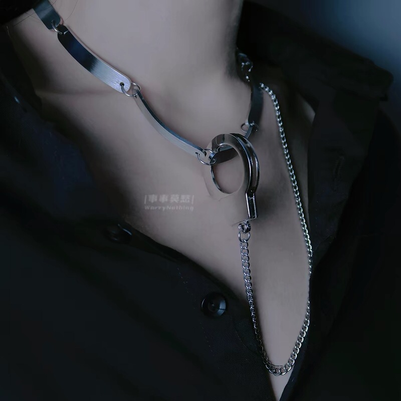 Don'T Worry about Anything | The Arrest of Love, Director Liu Lian's Same Style Dark Creative Handcuffs Choker Punk Necklace for Men and Women