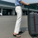 Летние тонкие белые трендовые джинсы, штаны для отдыха, свободный прямой крой, по фигуре