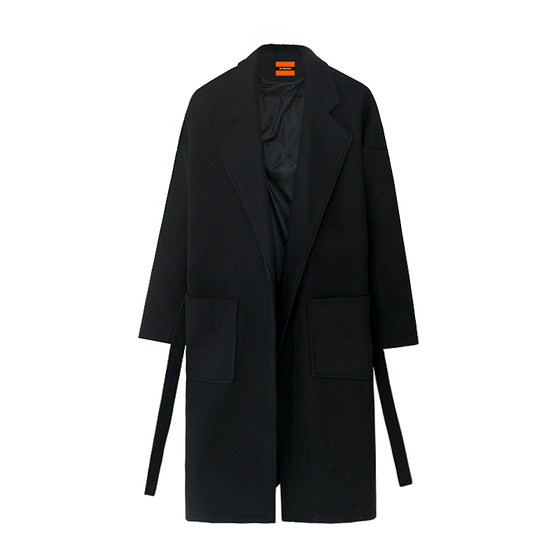 ລະດູໜາວ ໃໝ່ ເສື້ອຂົນແກະສະໄຕລ໌ເກົາຫຼີຂອງຜູ້ຊາຍຍາວກາງວ່າງຂົນຂົນສັດຫນາຄູ່ windbreaker woolen coat trendy outerwear