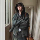 Мужской джинсовый комплект, толстовка с капюшоном, куртка, трендовые прямые свободные джинсы, осенний