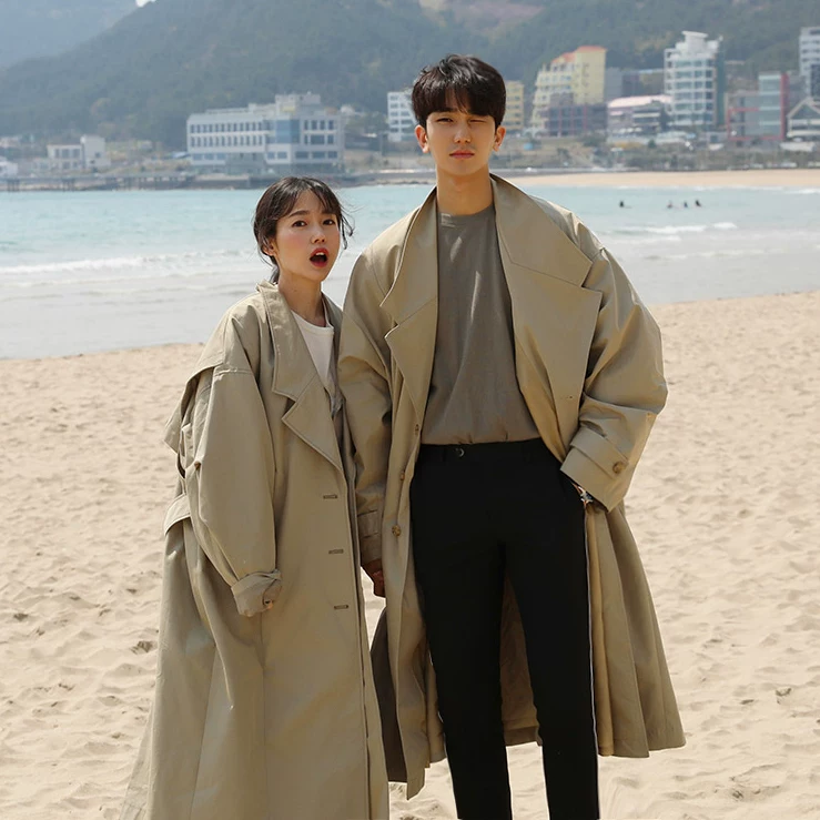 Куртка осенний комплект, модный длинный Trench Coat для студентов, середина длинной, для любимого