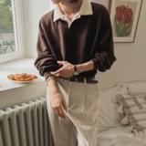 Демисезонный трендовый лонгслив для отдыха, футболка polo, осенний, свободный крой