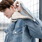 Джинсовая утепленная мужская куртка для мальчиков, пуховик, свободный крой, средней длины