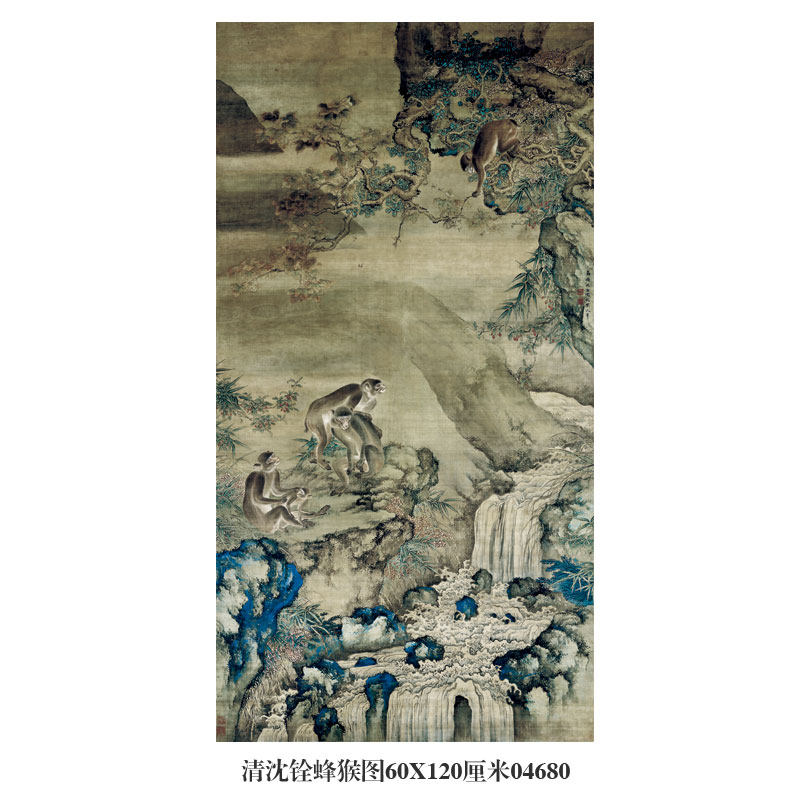清沈铨荷塘鸳鸯图花鸟画卷轴名人字画中式装饰画客厅玄关茶楼挂画-淘宝