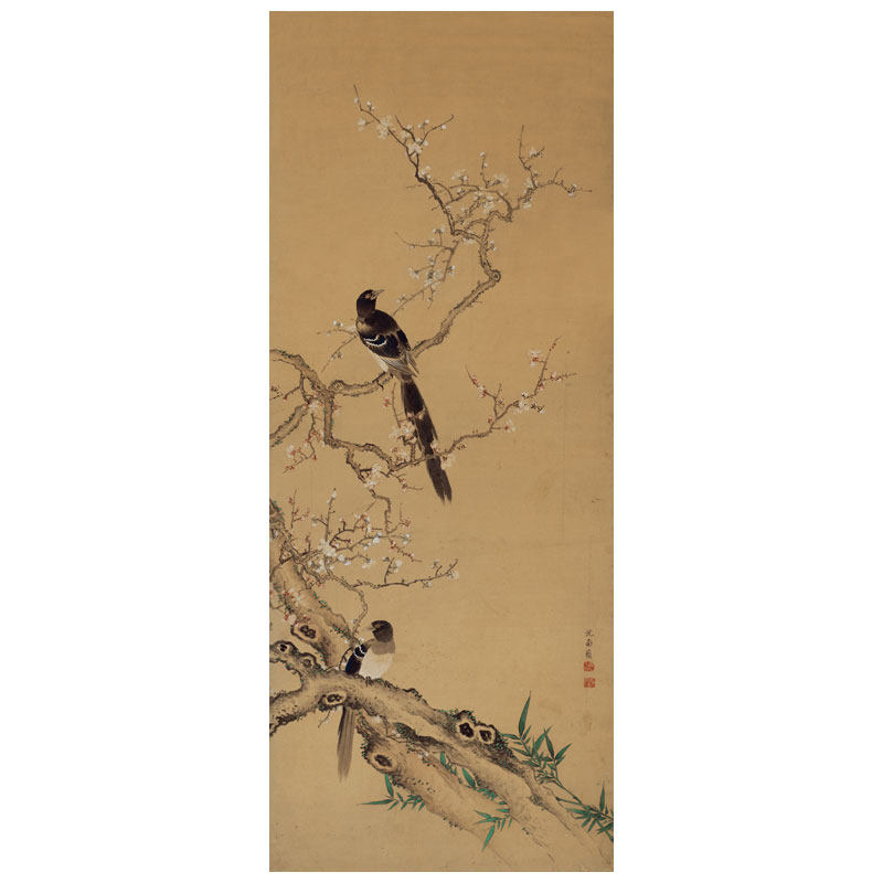 清沈铨荷塘鸳鸯图花鸟画卷轴名人字画中式装饰画客厅玄关茶楼挂画-淘宝