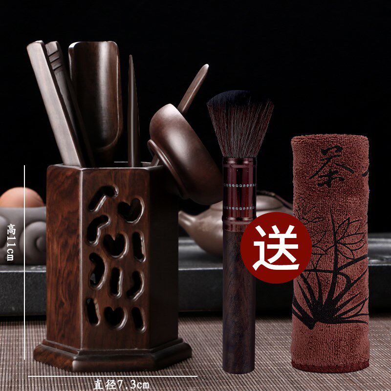 Tea Walk Six Gentlemen Solid Wood 6 Gentleman Tea Clip Spoon Tea Home Furniture Accessories Day Style Black Sandalwood Six Pieces Home Cup Mat