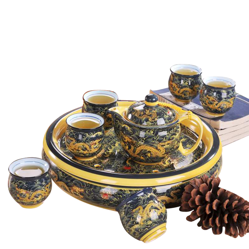 Jingdezhen High-end Nursery School Utiliti tea furniture set Tao domestic tray teapot double tea cup home whole set of gift box clothes