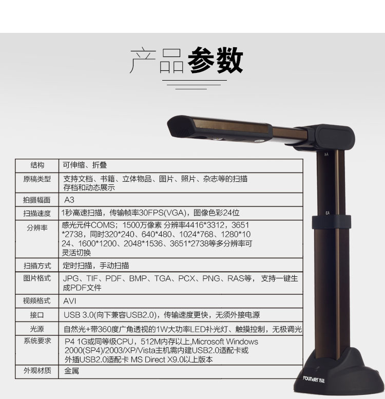 Người sáng lập Người sáng lập Q1500 Máy quét A3 định dạng A4 HD Gao Paiyi 15 triệu pixel tệp tài liệu hợp đồng sách thông tin tài liệu văn phòng tại nhà OCR công nhận PDF - Máy quét