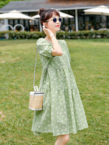 Hipster pregnant women summer dress thin 2021 new summer Net red set loose floral summer skirt