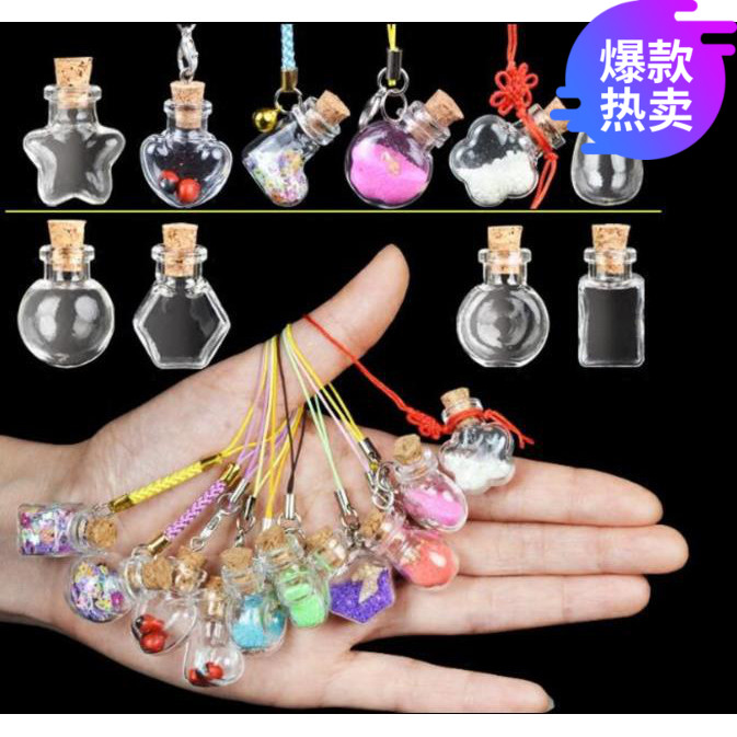 Stars Wish Bottle Flow Sandlight Glass Transparent Teenage Girl Perfume Styling Bestie Sand Rafting Mini Necklace Pendant