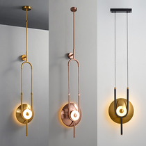 Long pole wall lamp simple modern new Chinese style creative sales department decoration light luxury bedroom bedside marble living room wall lamp