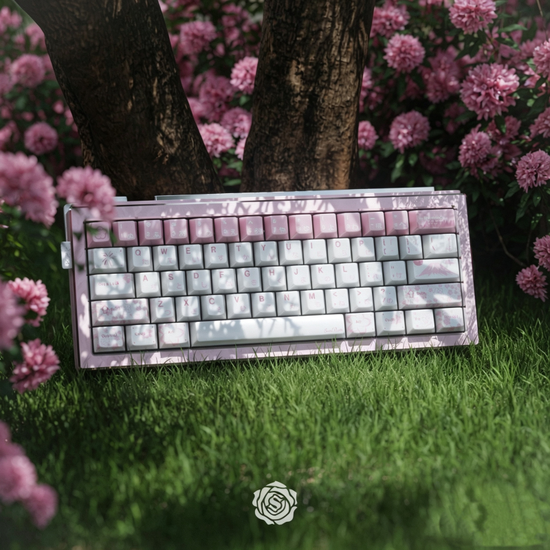Soulrose Soul Rose White Cherry Vow Original High-Shine Pc Mixed Keycap Set with Key Position Adaptation