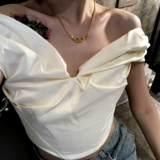 (Spot*) Ho of CB 21 Летние летние слова, плечо выигрыш, падающая элегантная элегантная рыбная кость вместе T -For