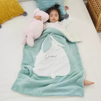 Cute rabbit ears lamb velvet blanket baby lathe autumn and winter thick cover blanket children's kindergarten nap blanket