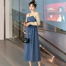Pregnant womens autumn Platycodon grandiflorum style breastfeeding dress fashion temperament thin vneck long sleeve long lace dress women