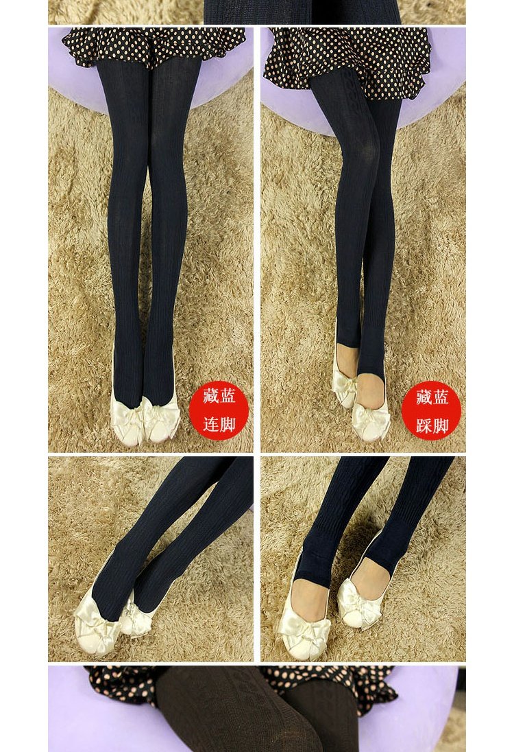 Phiên bản Hàn Quốc của mùa thu và mùa đông len xoắn dọc mặc quần legging chân vớ dày vớ dệt kim cotton quần tất nữ liền thân