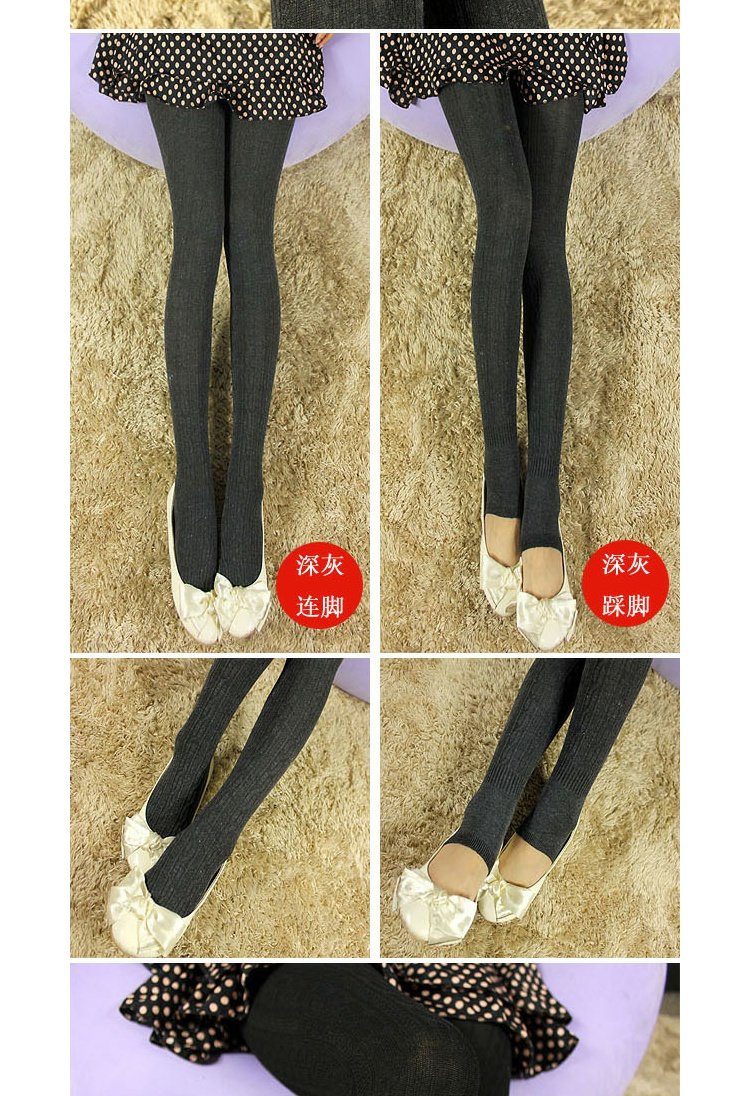 Phiên bản Hàn Quốc của mùa thu và mùa đông len xoắn dọc mặc quần legging chân vớ dày vớ dệt kim cotton quần tất nữ liền thân