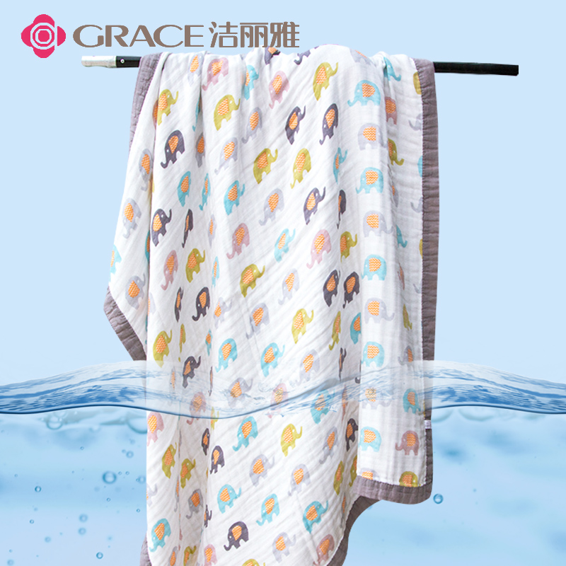 Jie Liya baby bath towel Cotton gauze bath towel super soft absorbent newborn baby thickened six-layer childrens quilt