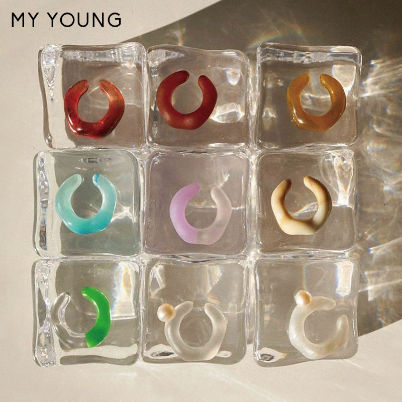 MY Export Day Single Fresh Show Qi ~ Salt Can Be Sweet ~ Irregular Fainting Tattooed Translucent Resin Earbone Clip