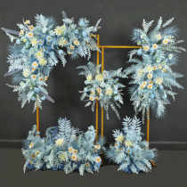 Blue wedding props floral simulation flower wedding arrangement ground Row flower road guide flower point background stage row flower decoration