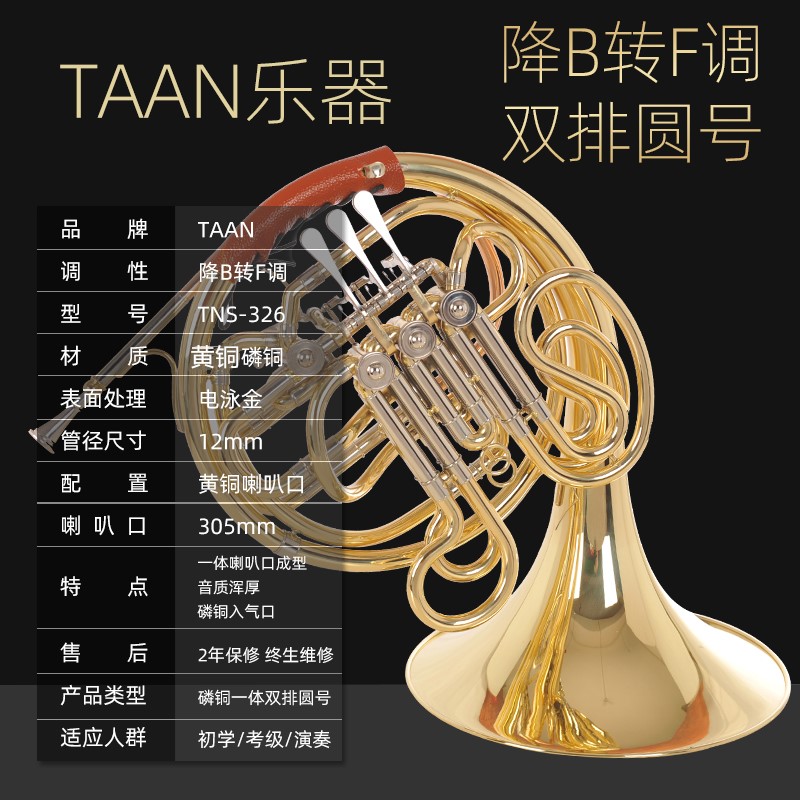 TAAN Horn Instrument Lowered B Key Three Four-button single row Horn Brass Material Beginner Grade Orchestra playing