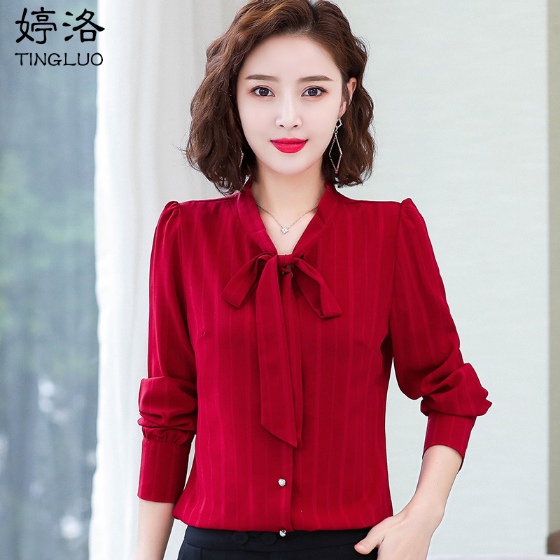 Butterfly snow shirt woman in spring and autumn 2023 new long sleeve float coat and gas red bottom shirt