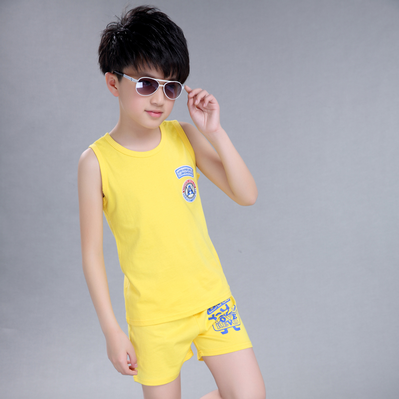 Chàng trai áo bộ trẻ em mùa hè bông mùa hè váy 2020 cậu bé lớn thể thao đẹp trai vừa mới và hai mảnh bộ.