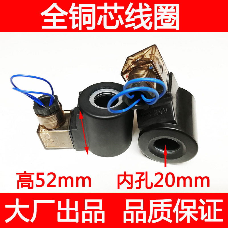 Full copper hydraulic solenoid valve coil DSG-02 inner hole 20MM height 53MM AC220V DC24V with plug
