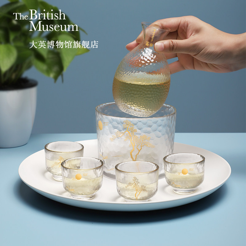 大英博物馆 葛饰北斋系列 耐热金边玻璃温酒器杯套装 1壶5杯 凑单折后￥237包邮