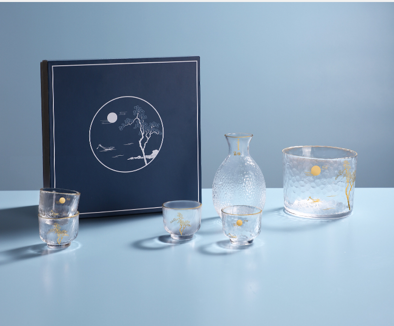 大英博物馆 葛饰北斋系列 耐热金边玻璃温酒器杯套装 1壶5杯 凑单折后¥237包邮