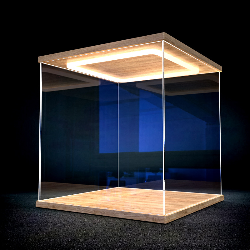 Acrylic High-Transparency Dust-Proof Cover with Light for Building Block Model Display Box, Suitable for Figure Display and Lighting Display Cabinet
