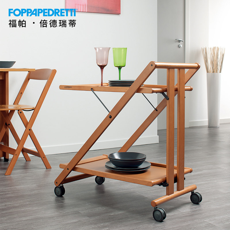 Italy Imported Fuppa Kitchen Home Trolleys Double shelf Living room Removable Dining Side Car Wine Water caravan