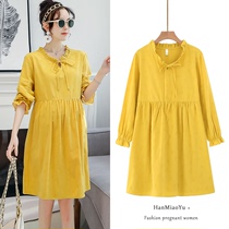 Pregnant women spring dresses 2020 early spring and autumn Korean version of the fashion loose top clothing suit trendy mom personality