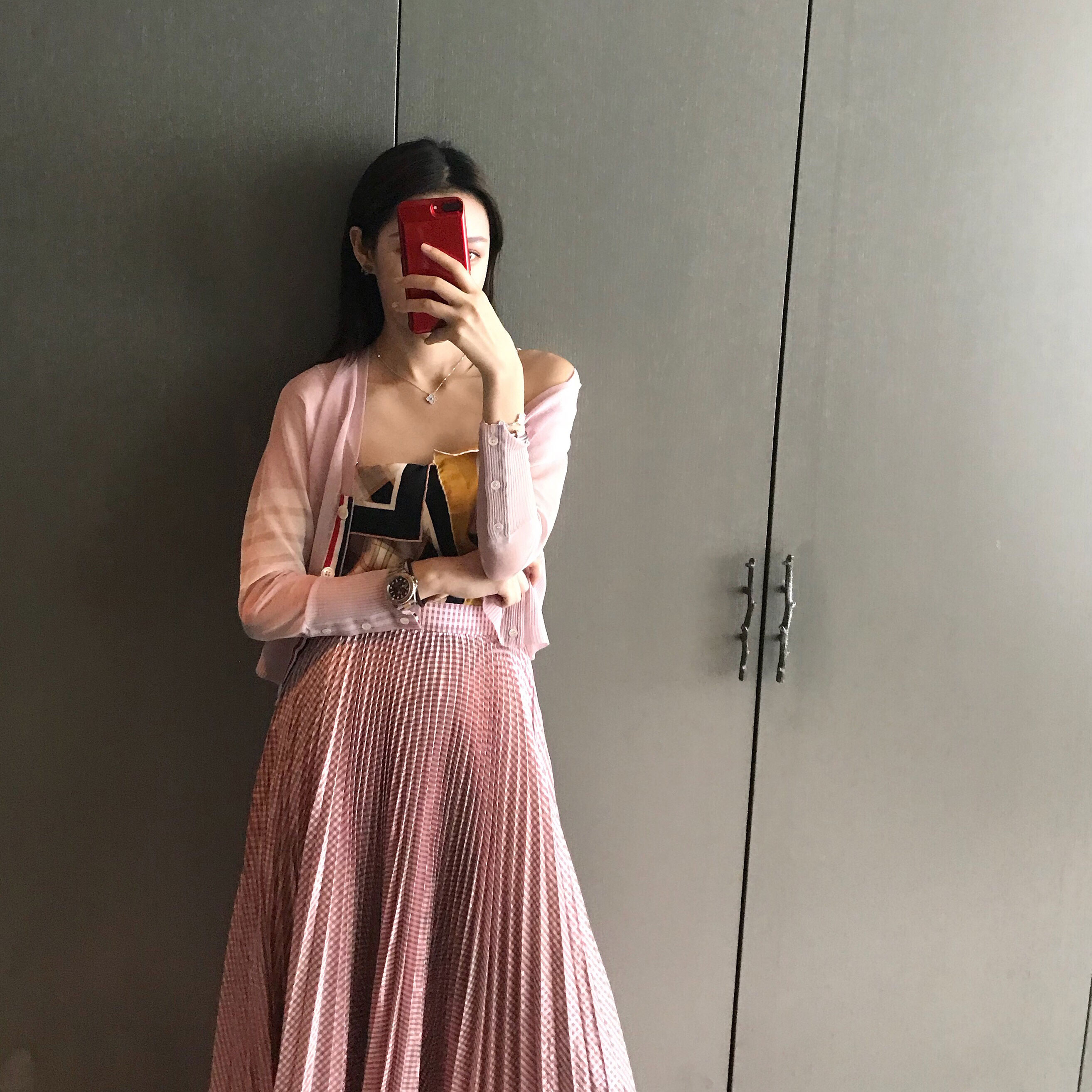 7.17 Hannelau nhuộm sợi cổ tích màu hồng mỏng áo đan áo len dài tay áo mới của phụ nữ áo khoác áo len nữ form rộng
