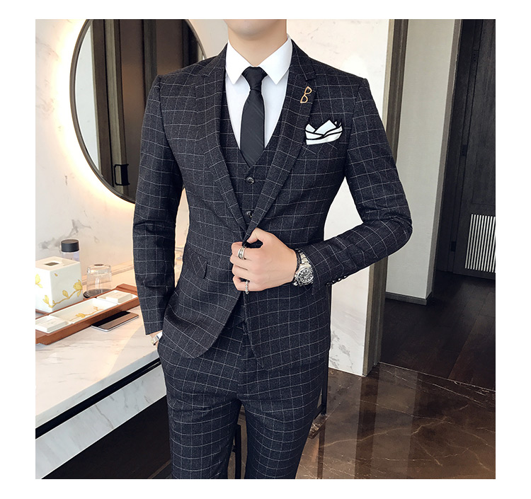 Anh phiên bản Hàn Quốc của bộ đồ ba mảnh tự canh phù hợp với bộ đồ nam chú rể mặc váy cưới chủ nhà nhỏ shop do nam cao cap