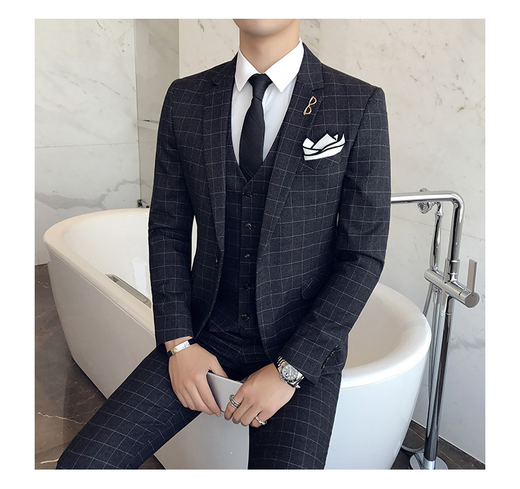 Anh phiên bản Hàn Quốc của bộ đồ ba mảnh tự canh phù hợp với bộ đồ nam chú rể mặc váy cưới chủ nhà nhỏ shop do nam cao cap