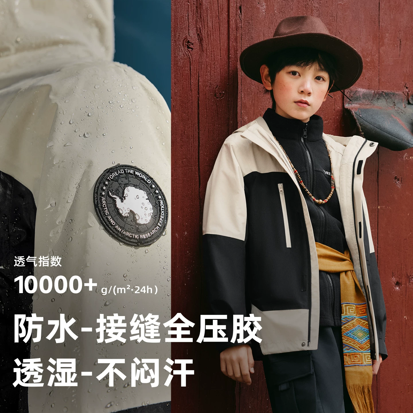 Детская ветро- и водозащитная теплая куртка, зимнее дышащее trench coat, три в одном