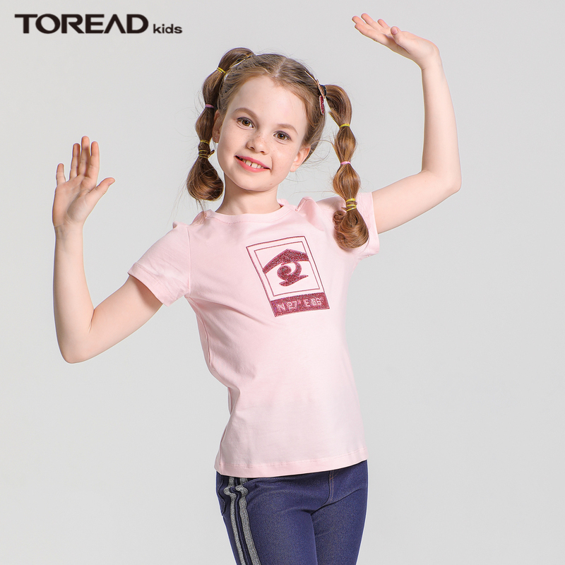 Toread 探路者 儿童时尚印花高弹速干短袖T恤 图1