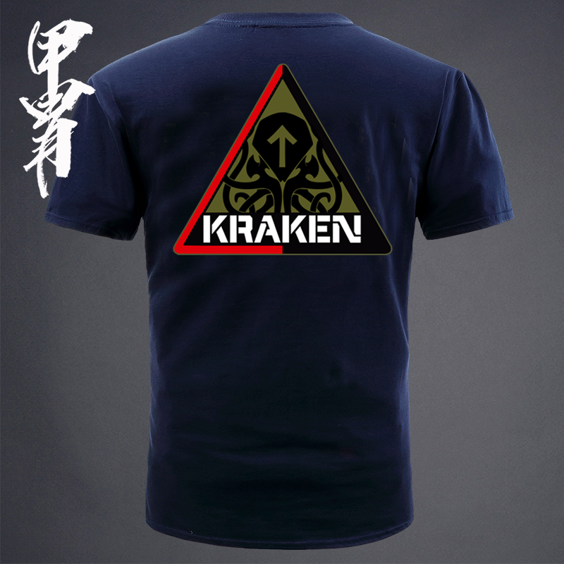 New Product Short Sleeve T-shirt Sea Selfie Octopus Badge Series T-shirt Round T-shirt-Taobao