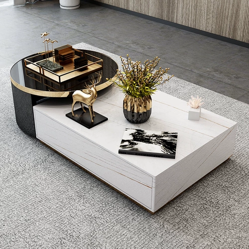 Роскошный круглый журнальный столик в скандинавском стиле, комбинация шкафов для телевизора, современная простая мебель из закаленного стекла для большой квартиры, мебель для гостиной