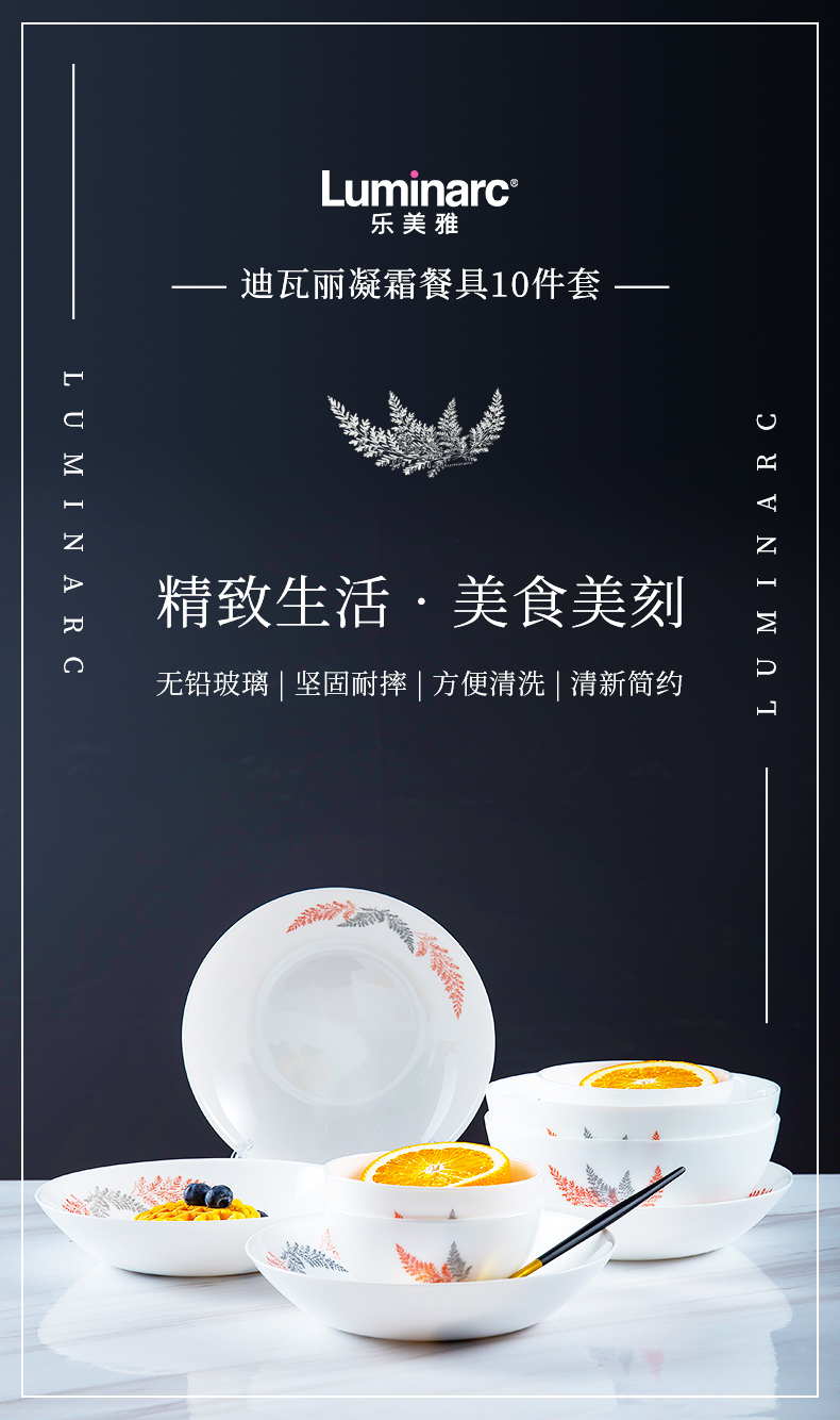 乐美雅 迪瓦丽凝霜系列 碗碟套装 10件套 图1