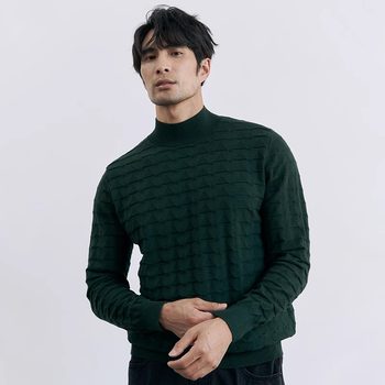 British style solid color half turtleneck men's knitted gentleman British style solid color half turtleneck men's knitted gentleman