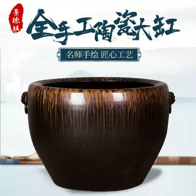 Jingdezhen antique kiln ceramic fish tank fish Basin Landing Lotus cylinder outdoor water tank courtyard large tank koi tank