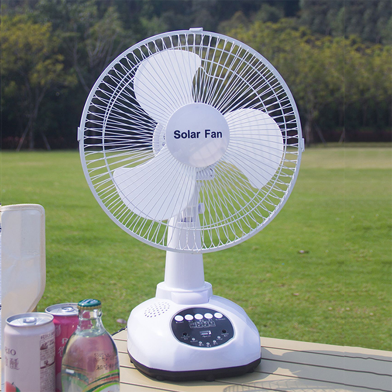 Outdoor Rechargeable Table Fan with 16inch Levels of Wind Power, Long Battery Life, Portable for Camping and Stall Setup, Solar-Powered Fan