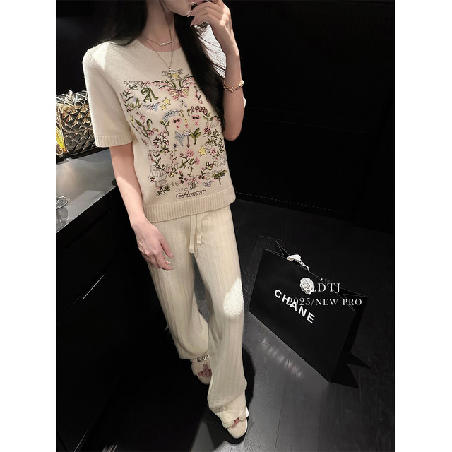 Ldtj High-End Custom-Made Soft and Dense Autumn Casual Versatile Drapey High-Waisted Straight-Leg Slimming Knit Wide-Leg Pants for Women