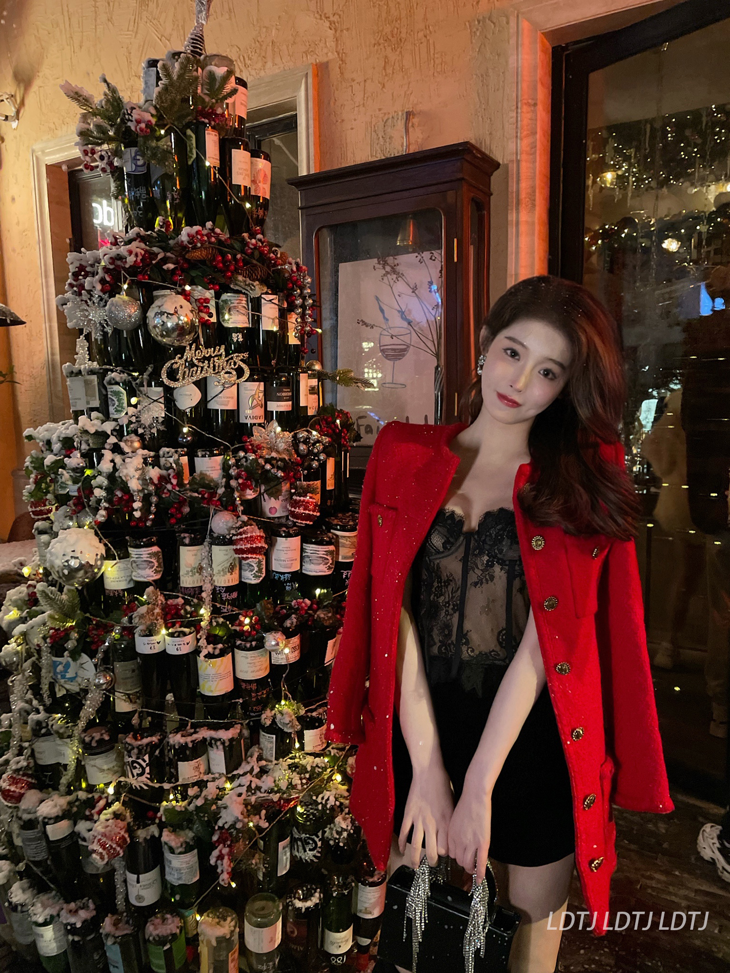 LDTJ high-definition 22 new red woolen coat women's high-end single-breasted thick temperament mid-length coat